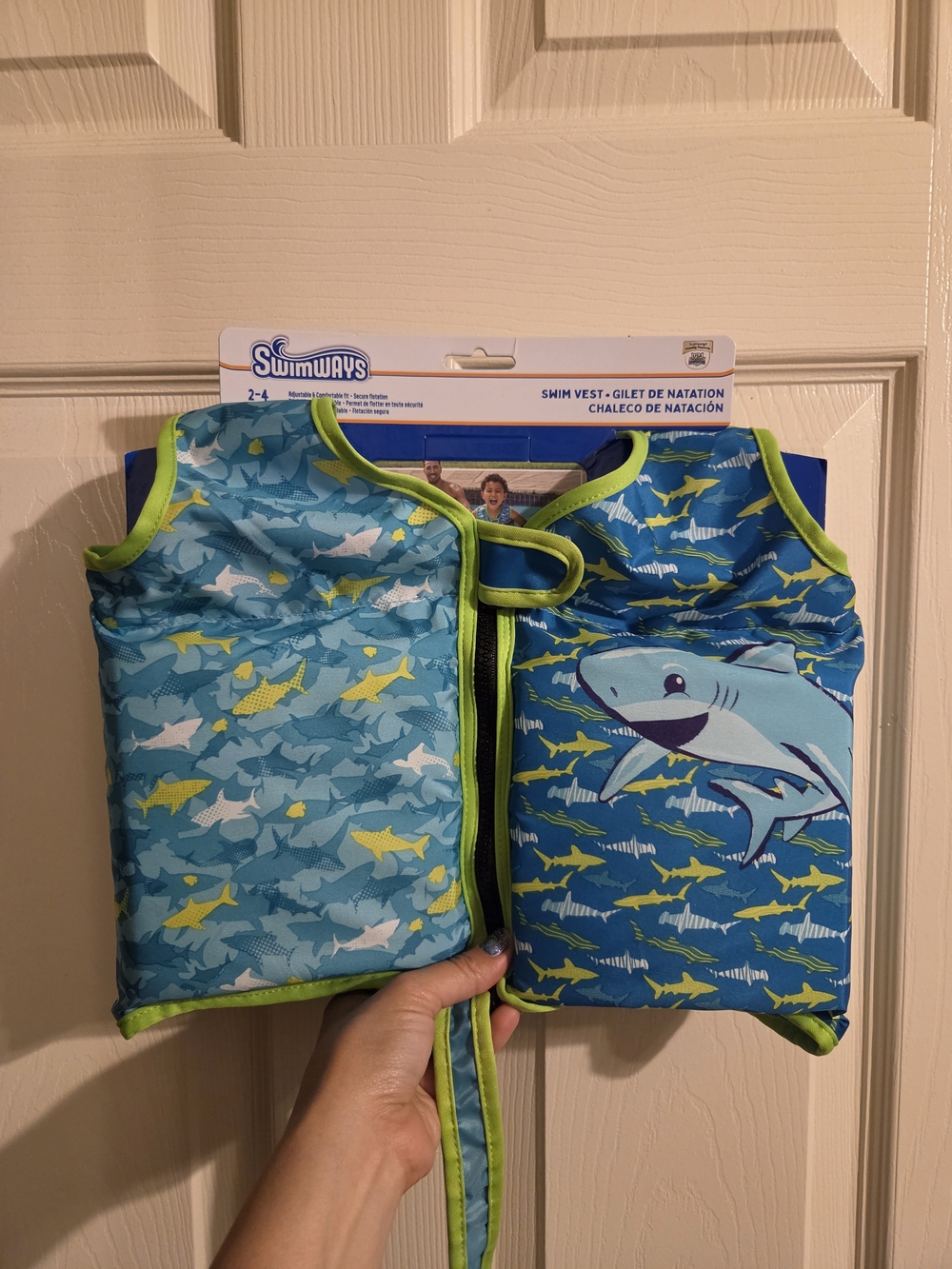 SwimWays Kids Shark Print Swim Vest - Blue & Aqua